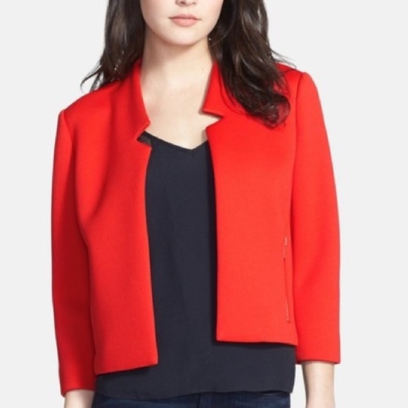 Trouve Neoprene Red Cropped Jacket - Picture 1 of 6